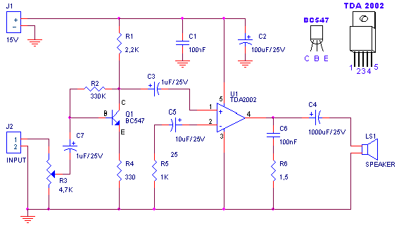 Amplifier of acoustic frequencies and preamplifier